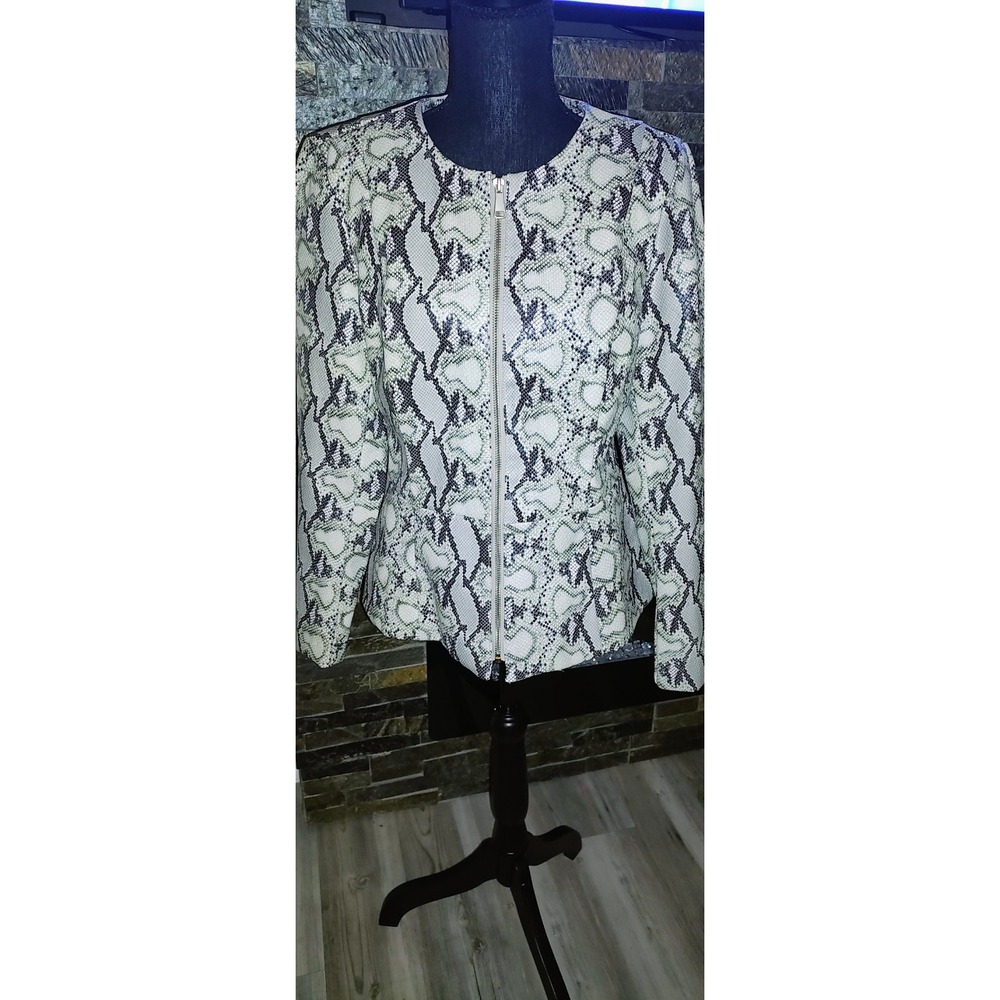 Boston Proper Faux Snakeskin Leather Jacket Size M